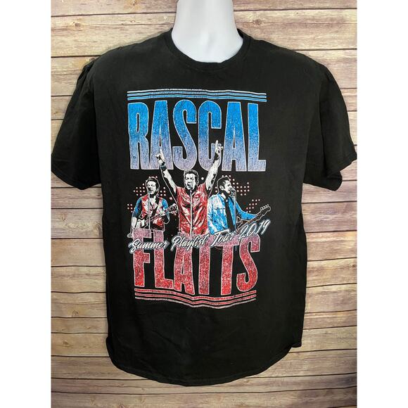 Rascal Flatts 2019 Tour T-Shirt Size L Black Band Tee Concert Dates Graphic - Picture 1 of 8